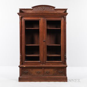 Victorian Walnut Library Cabinet