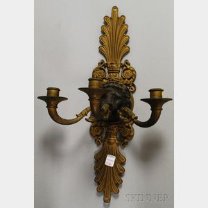 French Brass Three-light Candle Wall Sconce