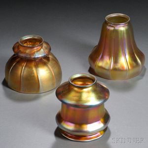 Three Steuben Gold Aurene Lamp Shades
