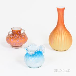 Three Pieces of Victorian Satin Glass