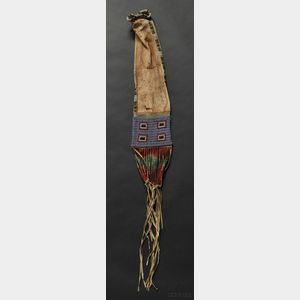 Lakota Beaded Hide Pipebag and Pipe