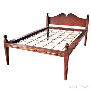 Red-painted "Hired-Man's" Bed