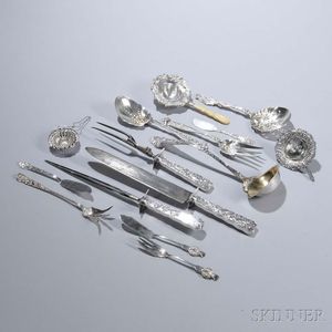 Fourteen Pieces of Assorted American Sterling Silver Flatware