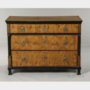 Neoclassical Fruitwood Veneer Three-drawer Chest