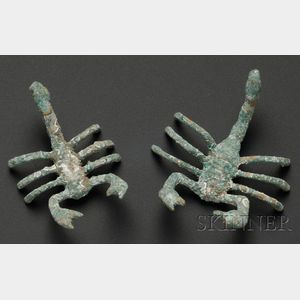 Two Pre-Columbian Bronze Scorpions