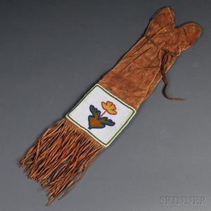 Plains Cree or Blackfeet-Beaded Hide Pipebag