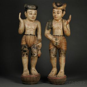 Two Polychrome Wood Figures