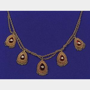 Antique 18kt Gold and Garnet Necklace, India
