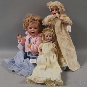 Three Kestner Bisque Head Baby Dolls