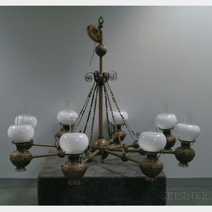 Late Victorian Brass Eight-light Chandelier