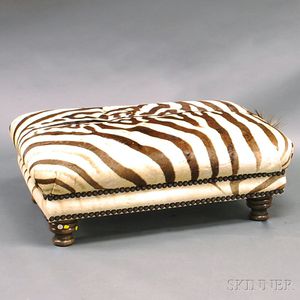 Large Zebra-hide Ottoman