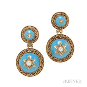Antique Gold and Enamel Earrings