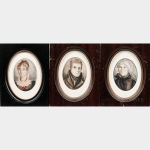 American School, 19th Century Portraits of Charles Owen, Eunice Owen, and Laura Owen Bishop