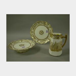 Pair of Wedgwood Gilt Porcelain Compotes and a Milk Jug.
