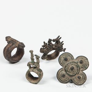 Four Bronze Rings from Burkina Faso
