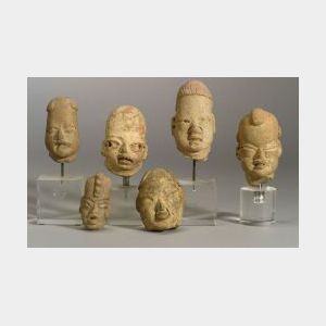 Six Pre-Columbian Pottery Head Fragments