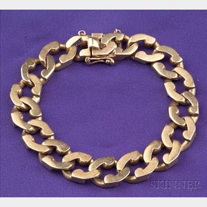 14kt Gold Textured Curb Link Bracelet