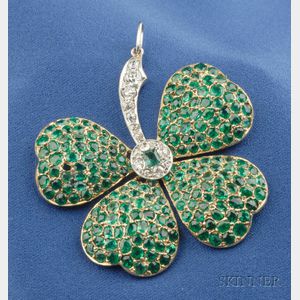 Edwardian Emerald and Diamond Clover