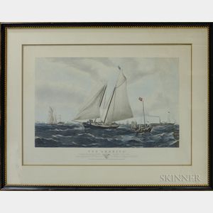 Framed Lithograph The "America" Winning the Match at Cowes for the Club Cup Restrike