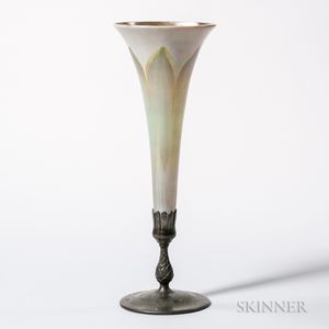 Tiffany Studios Pulled Feather Vase in Mount