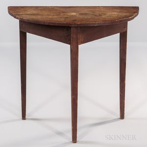 Red-painted Pine Demilune Console Table