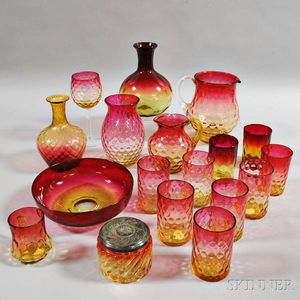 Eighteen Amberina Glass Items
