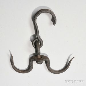 Wrought Iron Hanging Double Hook