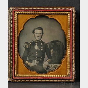 Sixth Plate Daguerreotype Portrait of a Seated Officer in Dress Uniform