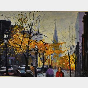 Curtis Rosser (American, 1927-2005) Autumn on Newbury Street