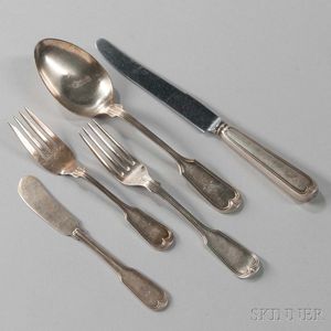 Forty-five Pieces of Frank Smith "Fiddle Thread" Pattern Sterling Silver Flatware