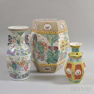 Three Enameled Porcelain Items