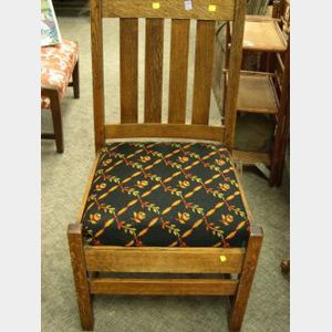 Arts & Crafts Oak Ladder-back Side Chair.