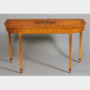 George III Polychrome Painted Satinwood Console Table