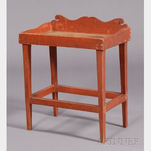 Small Red-painted Pine Side Table