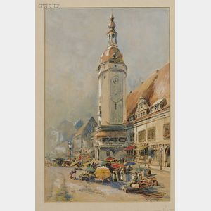 William Louis Sonntag Jr. (American, 1869-1898) Market Day under the Clock Tower.
