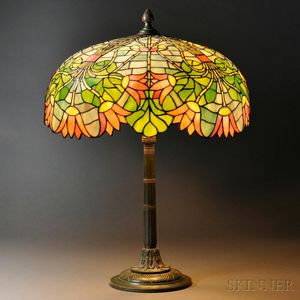 Mosaic Glass Egyptian Revival Table Lamp Attributed to Gorham