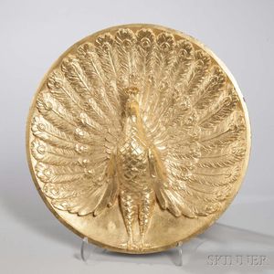 Gilt-bronze Peacock Architectural Medallion