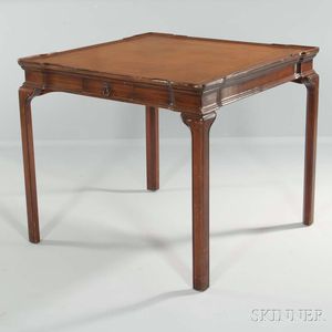 Chippendale-style Leather-top Mahogany Game Table