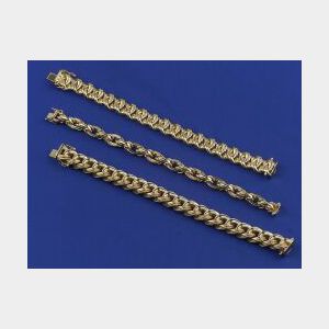 Three 18kt Gold Oval Link Bracelets
