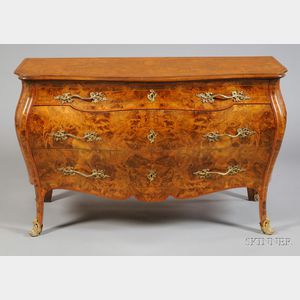 Victorian Rococo Revival Burl Walnut Chest of Drawers