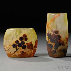 Two Daum Cameo Glass Vases
