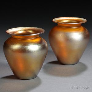 Pair of Durand Gold Iridescent Vases