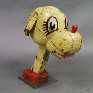 Painted Wooden Carnival Head of a Dog