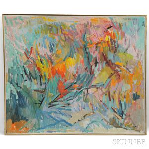 Hyde Solomon (American, 1911-1982) Painting Flowering Trees