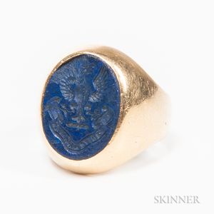 14kt Gold and Lapis Lazuli Seal Ring