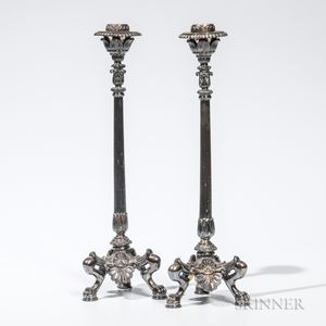 Pair of Elkington & Co. Silver-plated Candlesticks