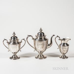 Three-piece William Gale & Son Sterling Silver Coffee Set