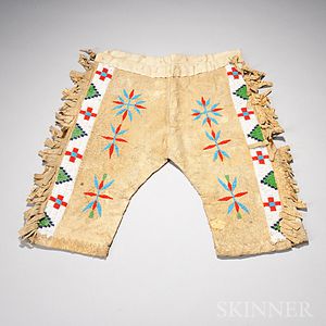 Lakota Partially Beaded Hide Young Boy's Pants