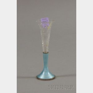 The Thomae Company Enameled Sterling Silver and Cut Class Bud Vase