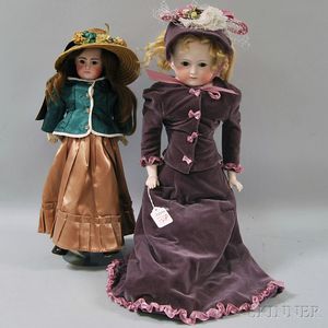 Two Bisque Head Closed Mouth Kestner Dolls